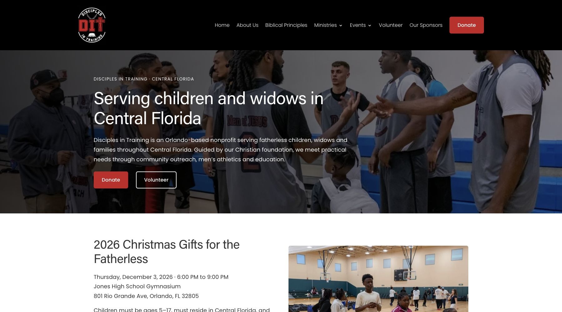 Disciples in Training desktop website design