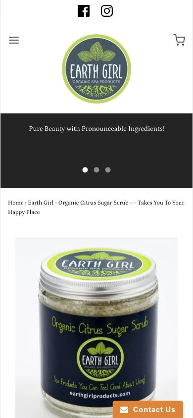 Earth Girl Products mobile website design